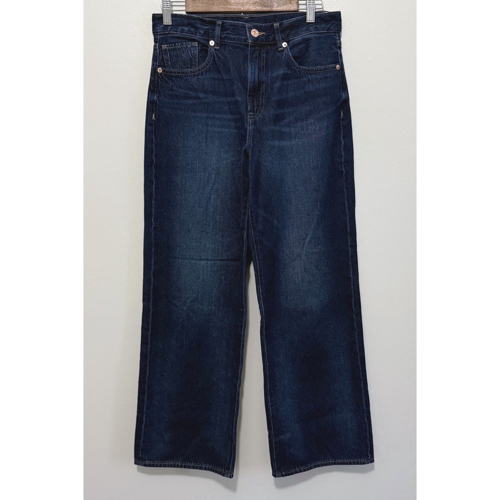 Express Women's Dark Wash High Rise Wide Leg 100% Cotton Denim Jeans Size 4S - Picture 3 of 10